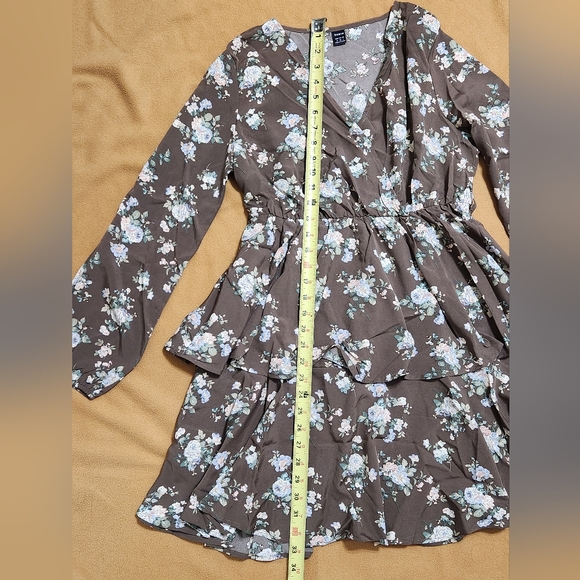 SHEIN Blue Floral Print Ruffled Brown Short Dress - Picture 10 of 12